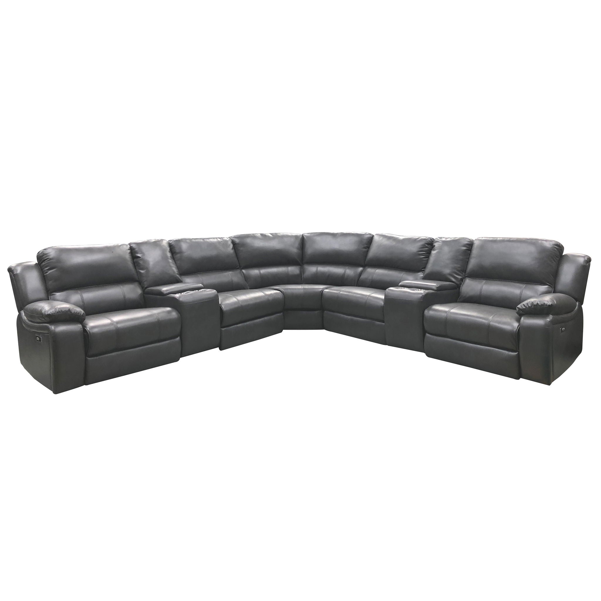 Power Reclining Sectional Sofa With 3 Adjustable Recliners, USB Ports &amp; Cup Holders, Oversized Seating For Living Room - Black