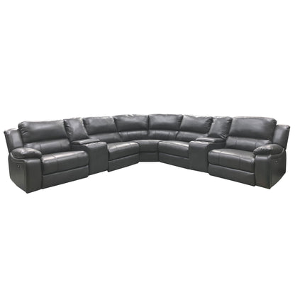Power Reclining Sectional Sofa With 3 Adjustable Recliners, USB Ports &amp; Cup Holders, Oversized Seating For Living Room - Black