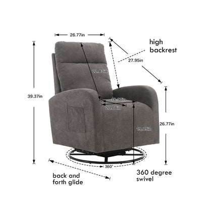 Jiada - Upholstered Swivel Glider Rocking Chair For Nursery Modern Style One Left Bag