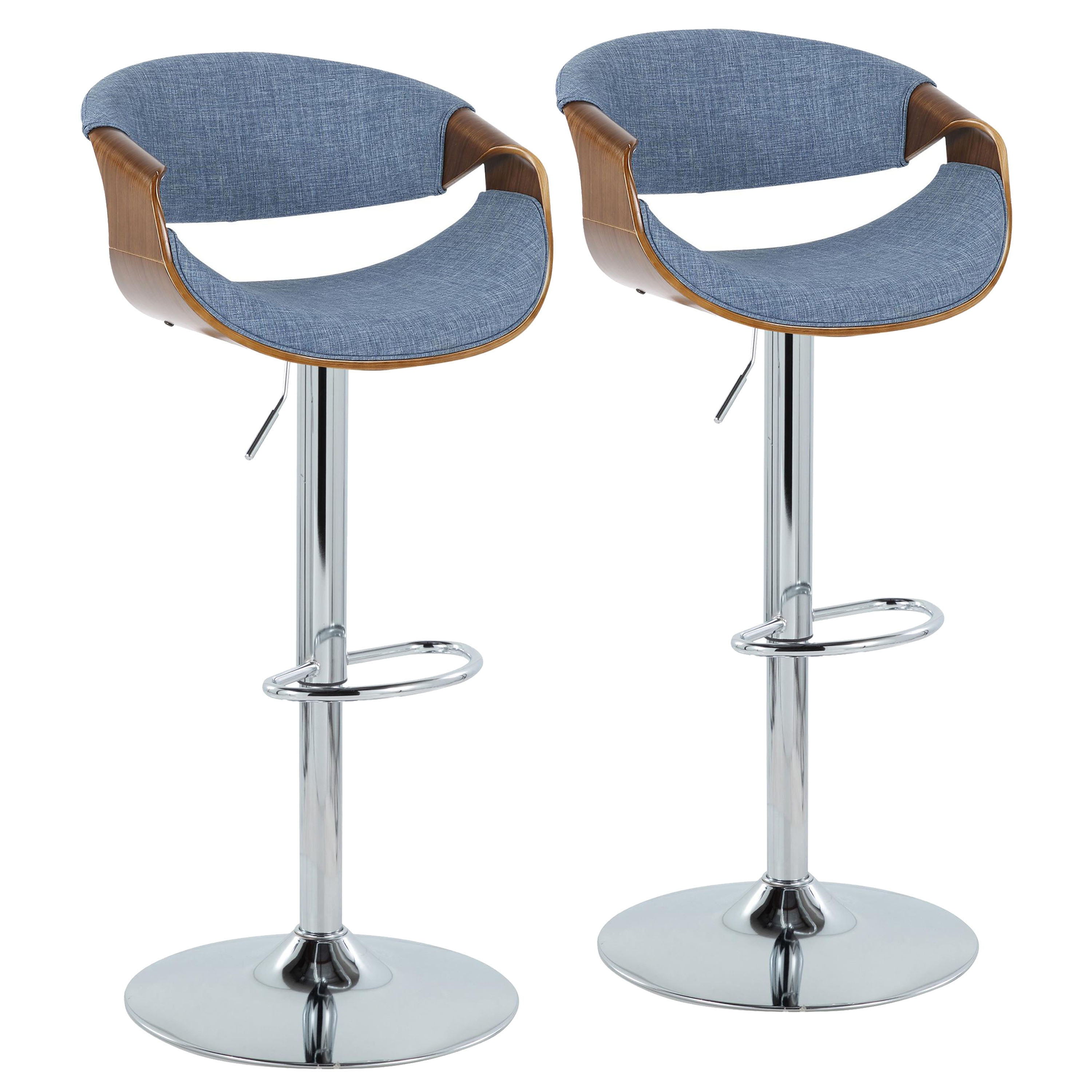 Curvo - Mid Century Modern Adjustable Barstool &amp; Swivel (Set of 2)