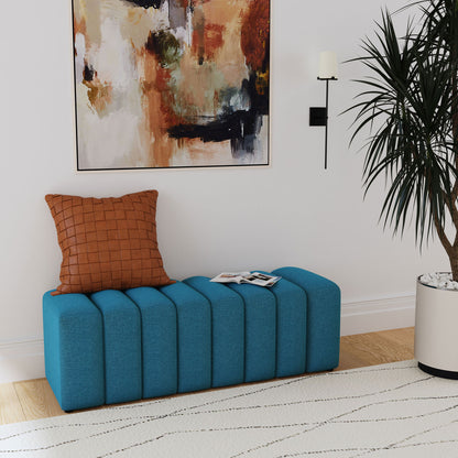 Modern Upholstered Tufted Accent Bench &amp; Round Legs