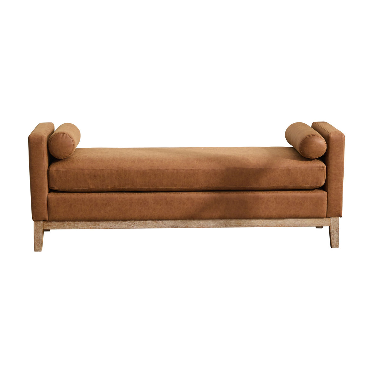 Upholstered End Of Bed Bench With Arms &amp; 2 Bolsters For Bedroom