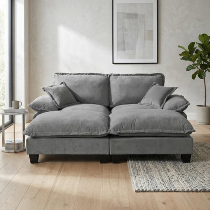 Modular Sectional Sofa With Movable Ottoman &amp; Pillows
