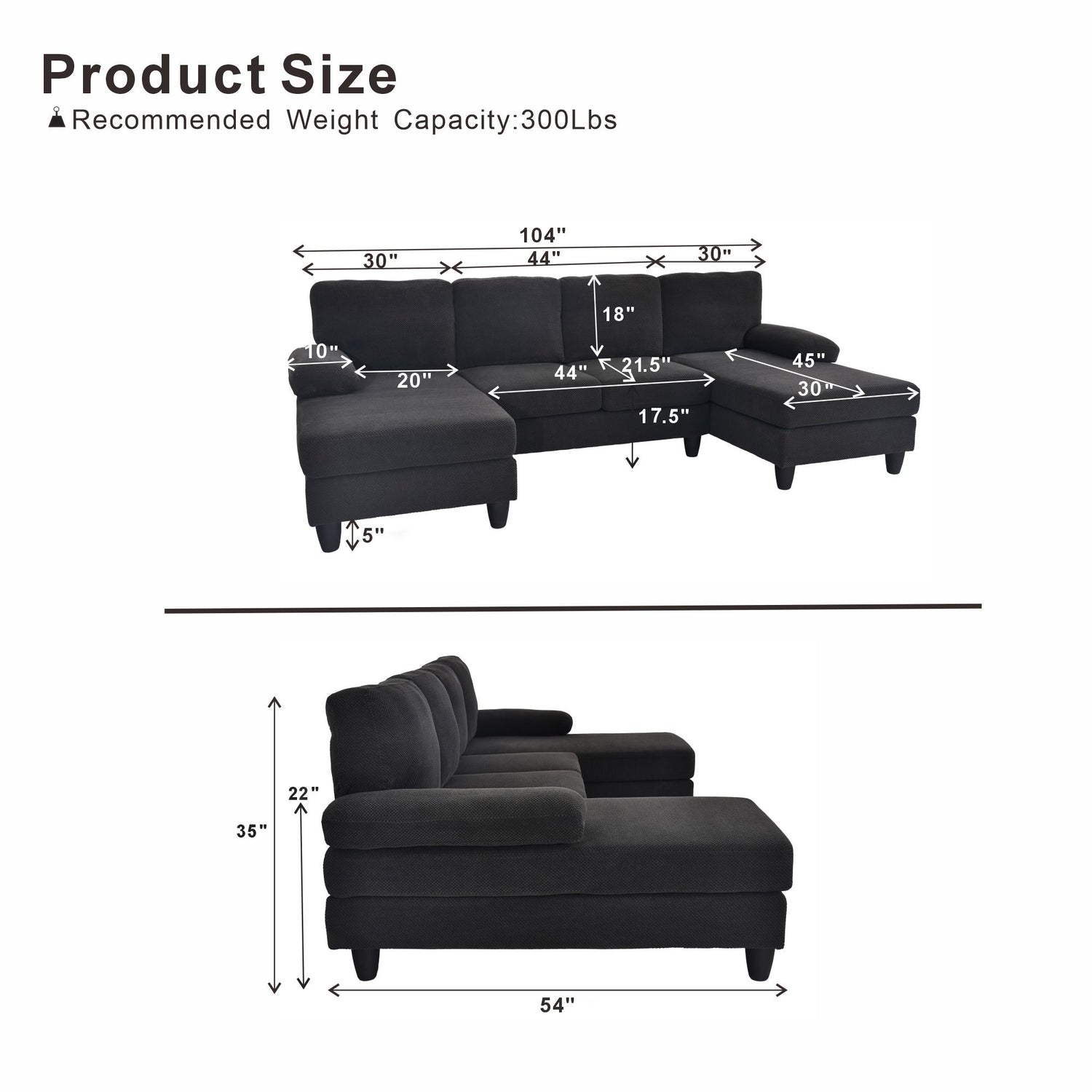 U-Shaped Sofa With Dual Chaise