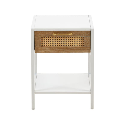 15.74&quot; Rattan End Table With Drawer, Modern Nightstand, Metal Legs, Side Table For Living Room, Bedroom