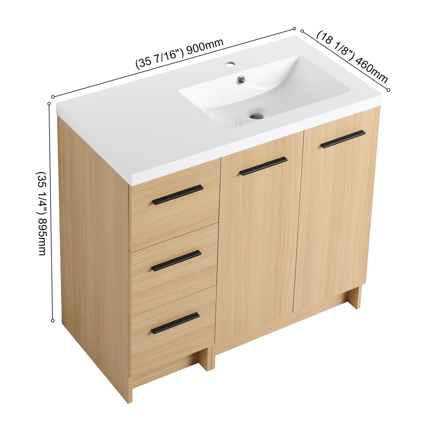 Wall Mounted Floating Bathroom Vanity With Sink, Door &amp; Drawers Modular Cabinet