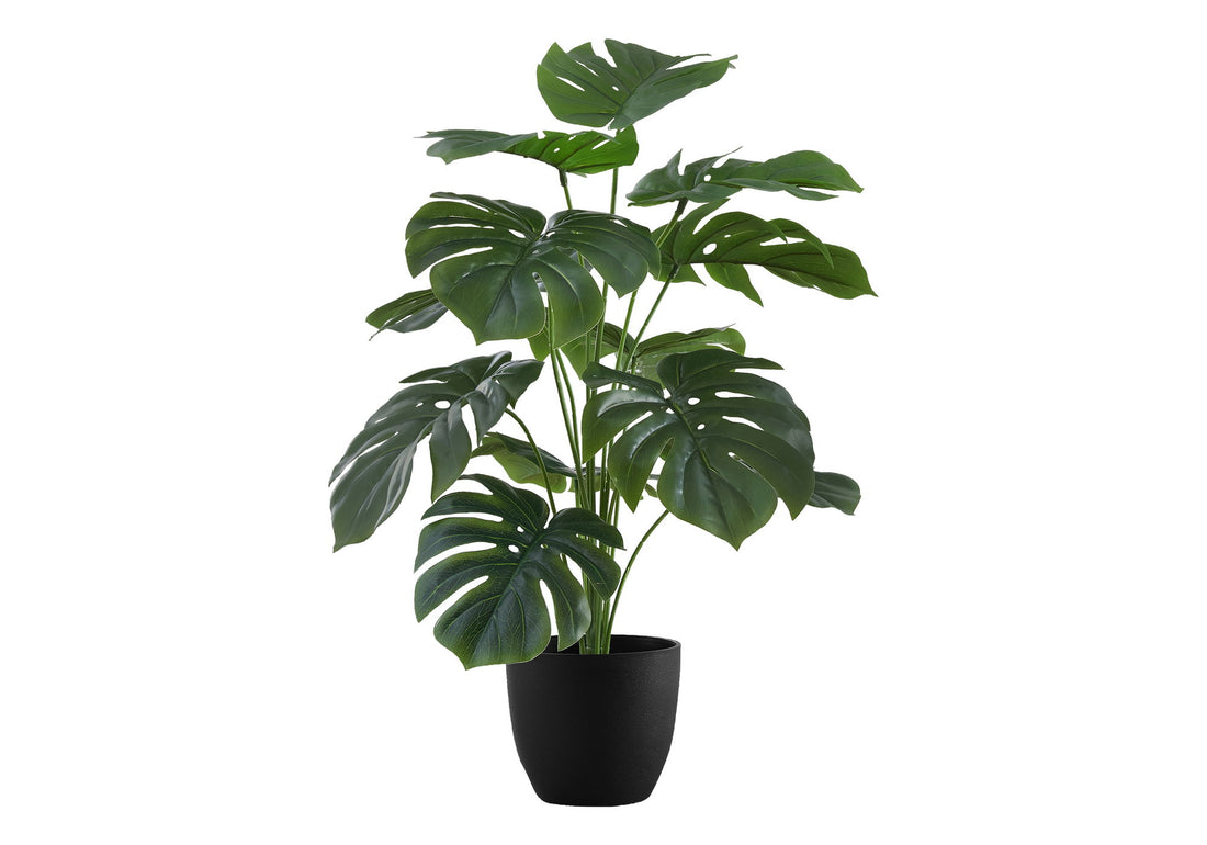 24&quot; Tall, Artificial Plant, Monstera, Indoor, Faux, Fake, Table, Greenery, Potted, Real Touch, Decorative - Green / Black