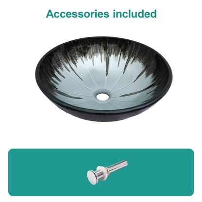 Crackle Vessel Sink With Pop Up Drain, Oval Bathroom Basin - Gray