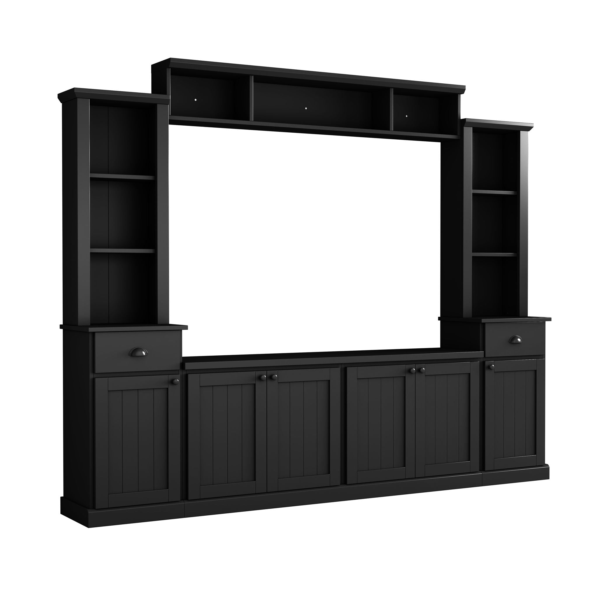Minimalist Entertainment Wall Unit Set With Bridge For TVs Up To 75&quot;