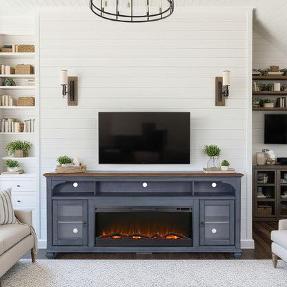 Americana - 86 In Fireplace TV Stand For TVs Up To 95&quot; - Blue