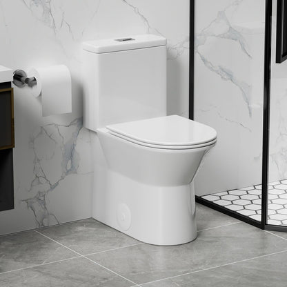 1 Piece Toilet With Dual Flush &amp; Rimless Bowl - Glossy White