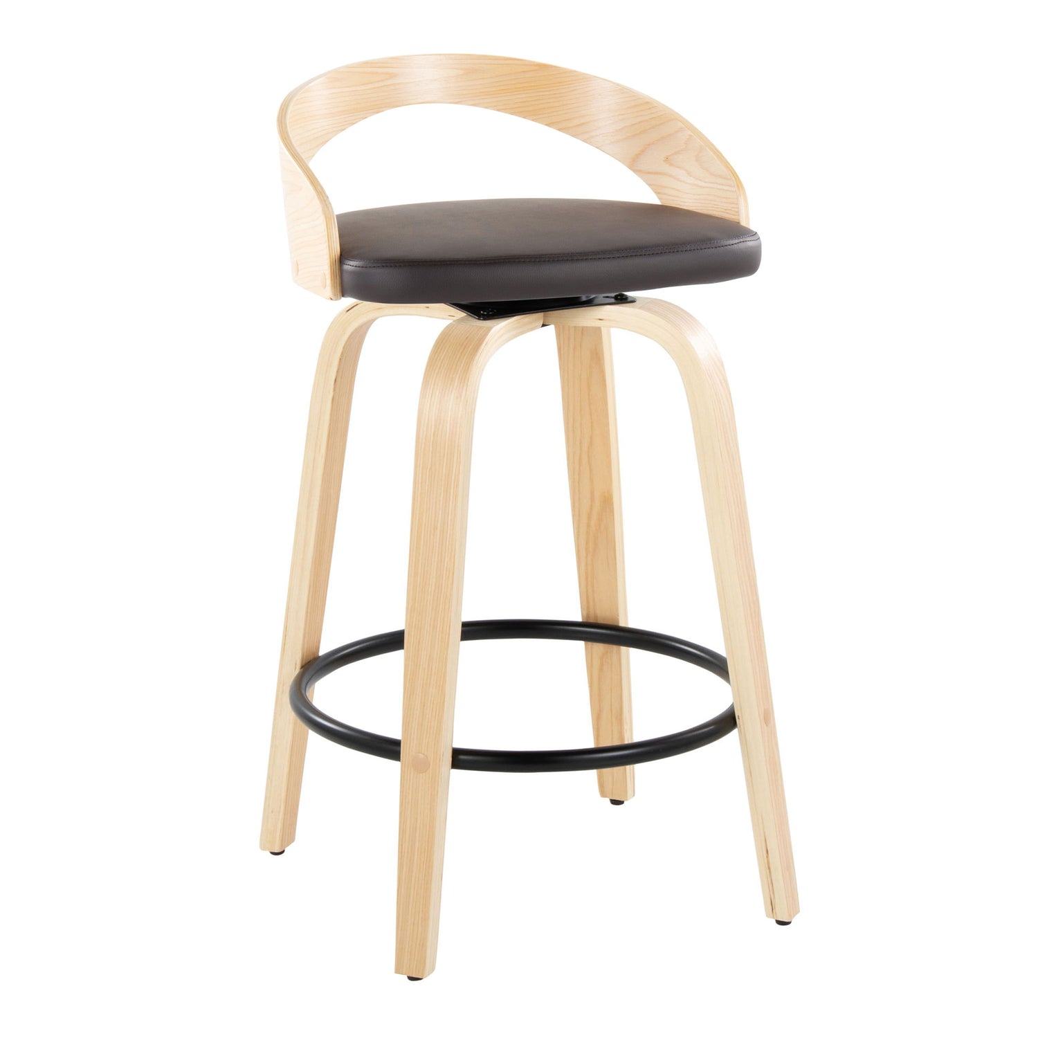 Grotto - Mid-Century Modern Fixed Height Counter Stool Swivel &amp;h Round Footrest