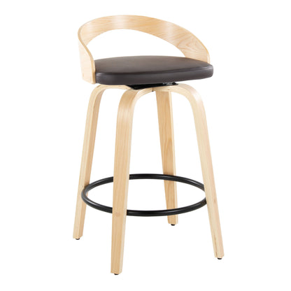 Grotto - Mid-Century Modern Fixed Height Counter Stool Swivel &amp;h Round Footrest