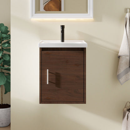 Floating Bathroom Vanity Combo, Wall Mounted Cabinet With Sink &amp; Soft Close Doors For Small Bathrooms