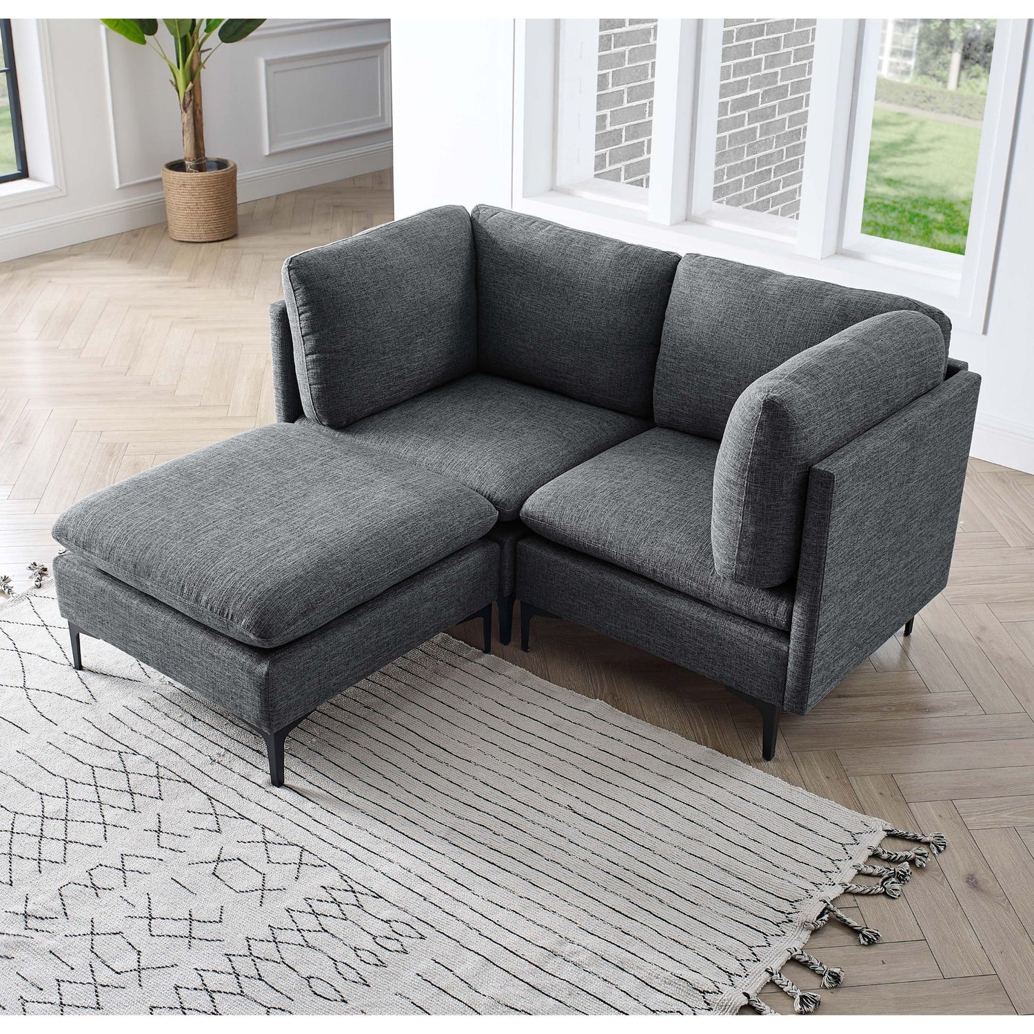 Upholstered Modular Sectional &amp; Tall Legs