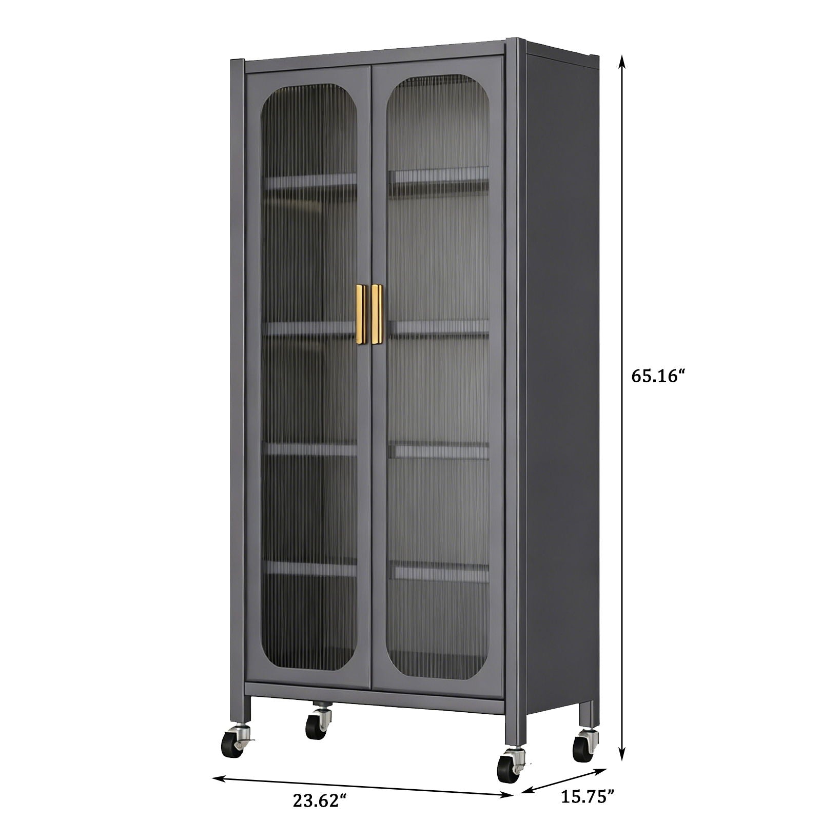 6 Tier Storage Cabinet With Transparent Door, Adjustable Shelves &amp; Wheels