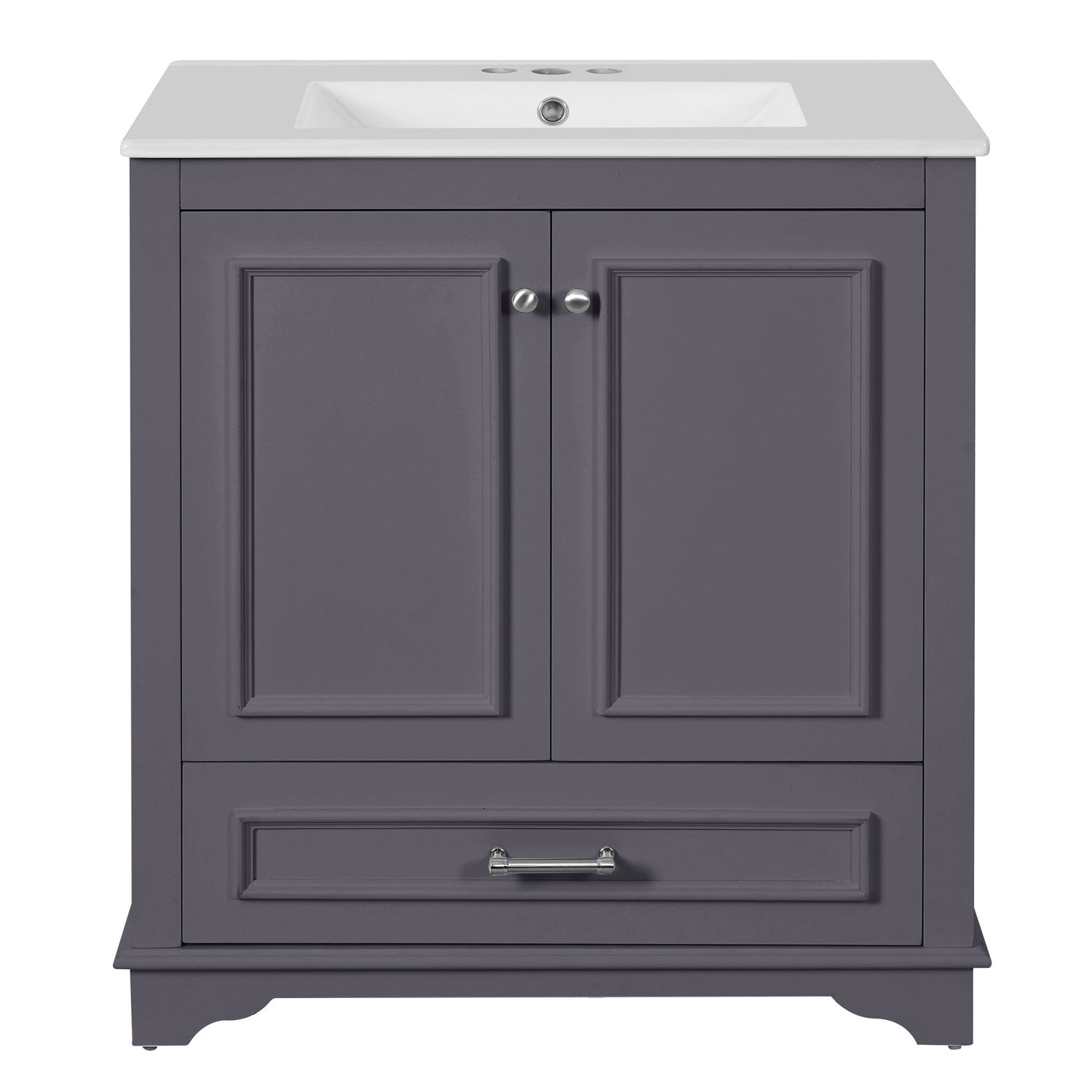 Bathroom Vanity With Sink, Cabinet &amp; 2 Soft Closing Doors &amp; Adjustable Shelf