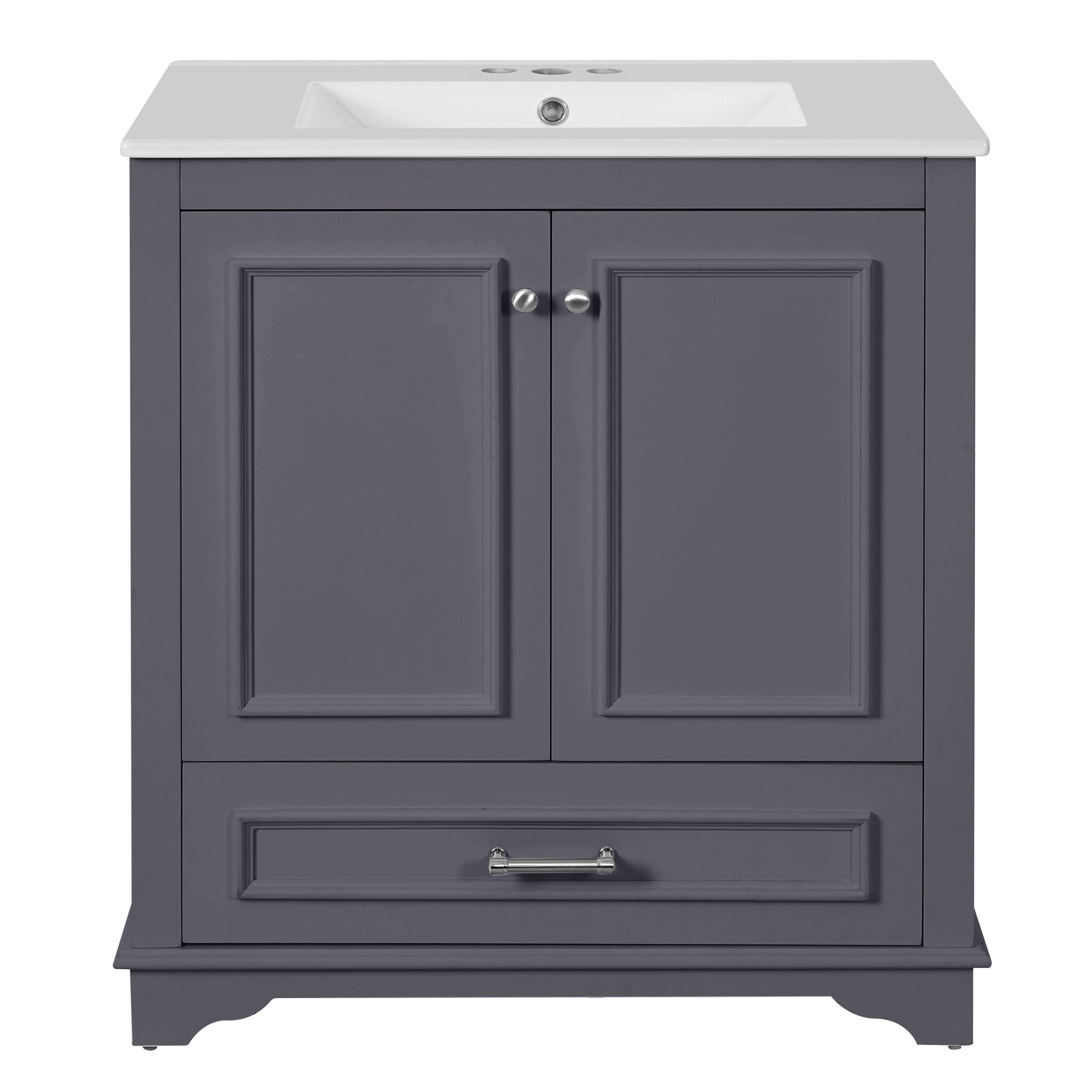 Bathroom Vanity With Sink, Cabinet &amp; 2 Soft Closing Doors &amp; Adjustable Shelf