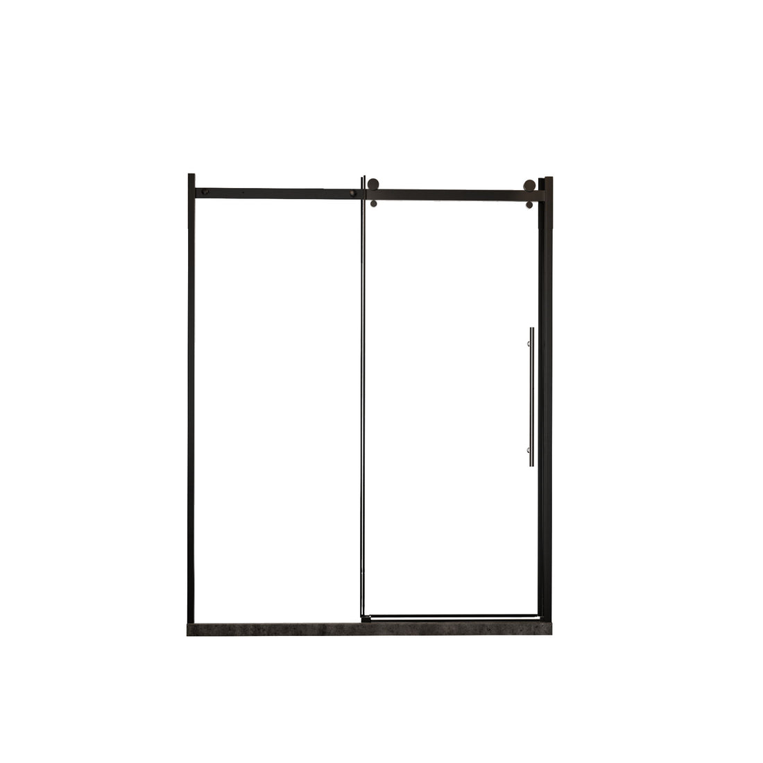 Frameless Shower Door Single Sliding, Clear Tempered Glass Shower Door With Zinc Roller Rail System, Stainless Steel Handle - Black