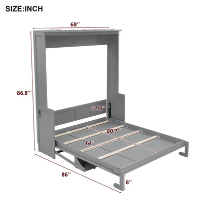 Murphy Bed With Desk, LED Lights &amp; USB Charging Station