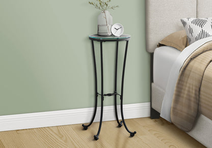 Accent Side Table, Plant Stand, Round, Contemporary &amp; Modern - Black