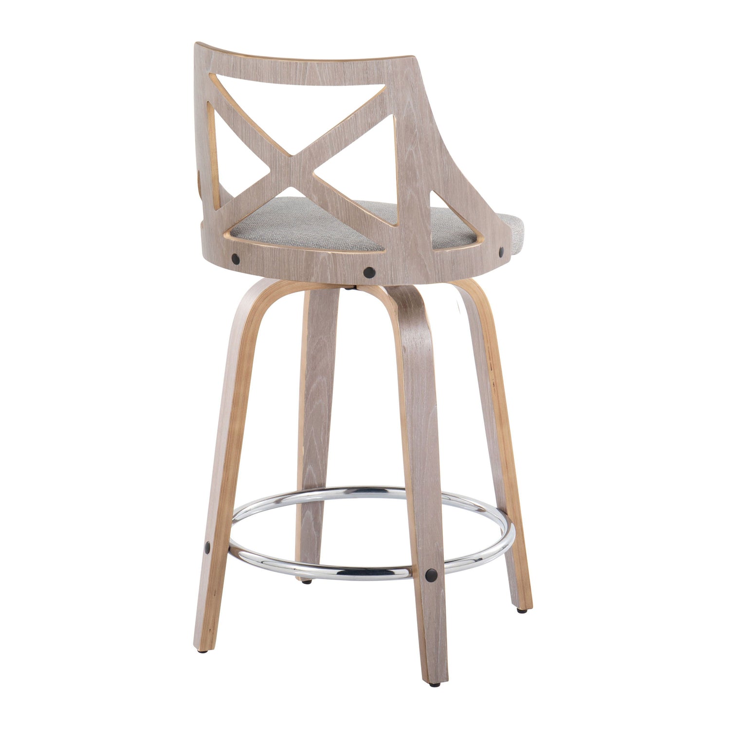 Charlotte - Farmhouse Fixed Height Counter Stool &amp; Swivel With Round Footrest (Set of 2)