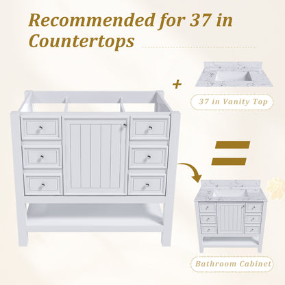 36&quot; Bathroom Vanity With 1 Cabinet And 3 Drawers 1, Storage Solution - White