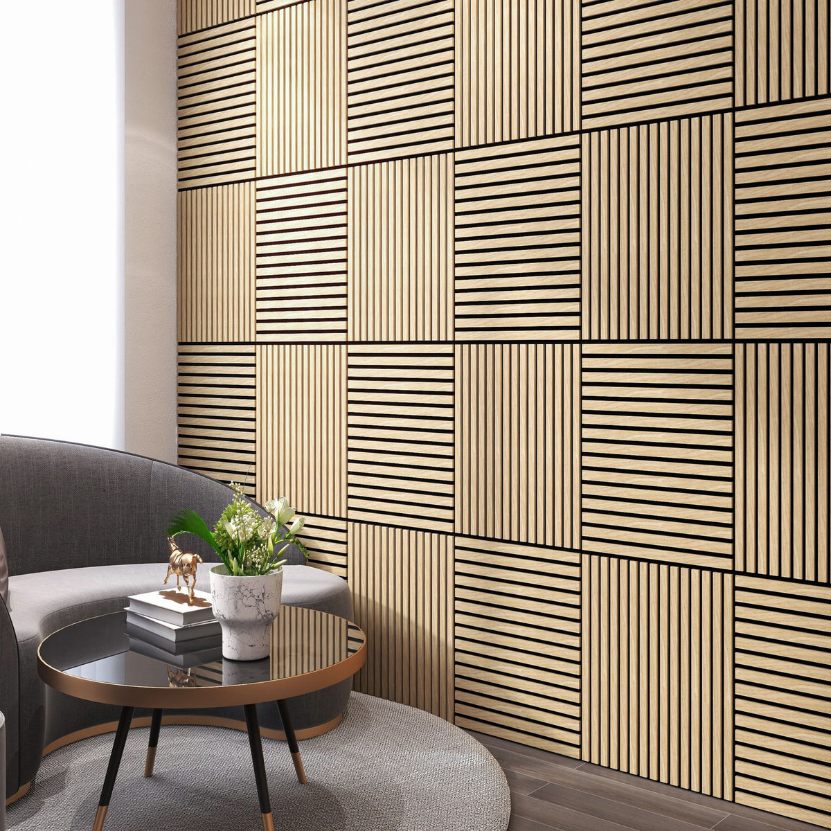 Acoustic Panels With Strip Design, Sound Absorbing Wall &amp; Ceiling Panels