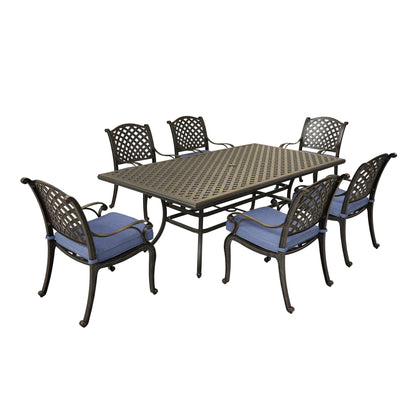 Rectangular 6 Person 85.83&quot; Long Dining Set With Cushions