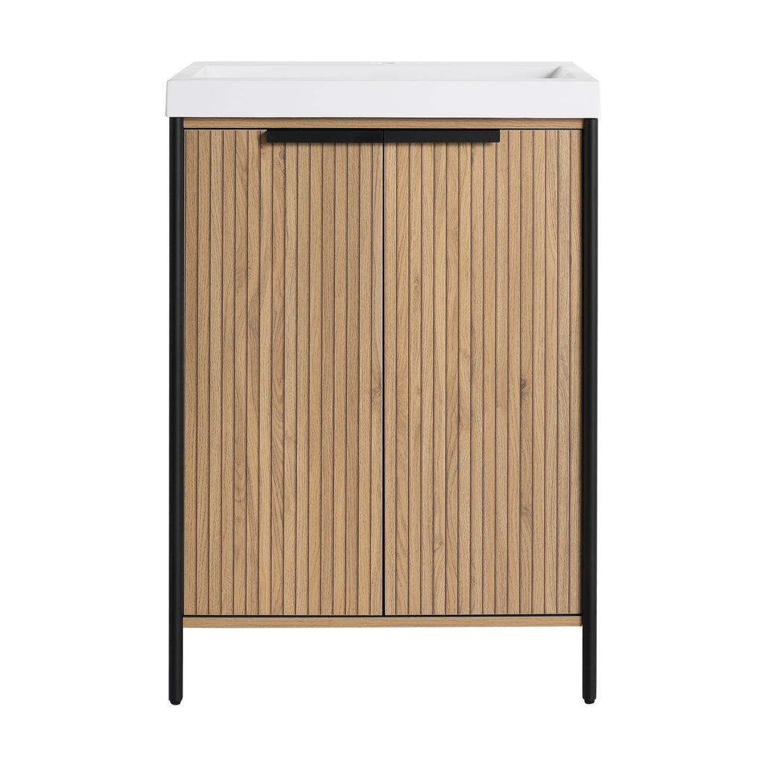 Modern Freestanding Bathroom Vanity With Resin Sink &amp; Soft Close Cabinet Doors