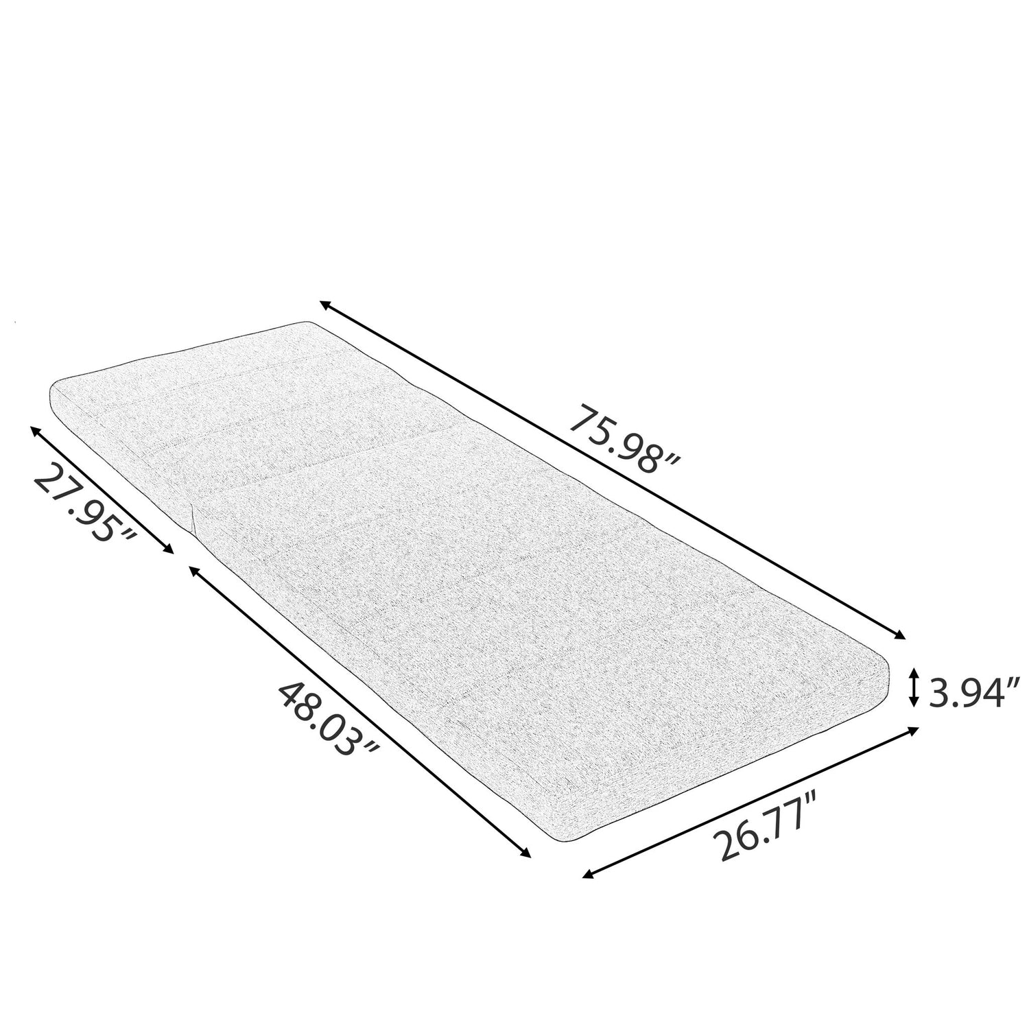 Outdoor Chaise Lounge Cushion Only, Water-Resistant Patio Lounge Chair Cushion With Removable Cover