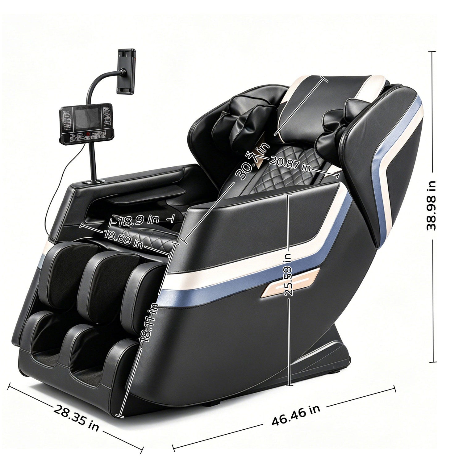Massage Chair Recliner &amp; Zero Gravity &amp; Full Body Air Pressure - Black