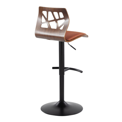 Folia - Mid Century Modern Adjustable Barstool With Swivel &amp; Rounded T Footrest (Set of 2)