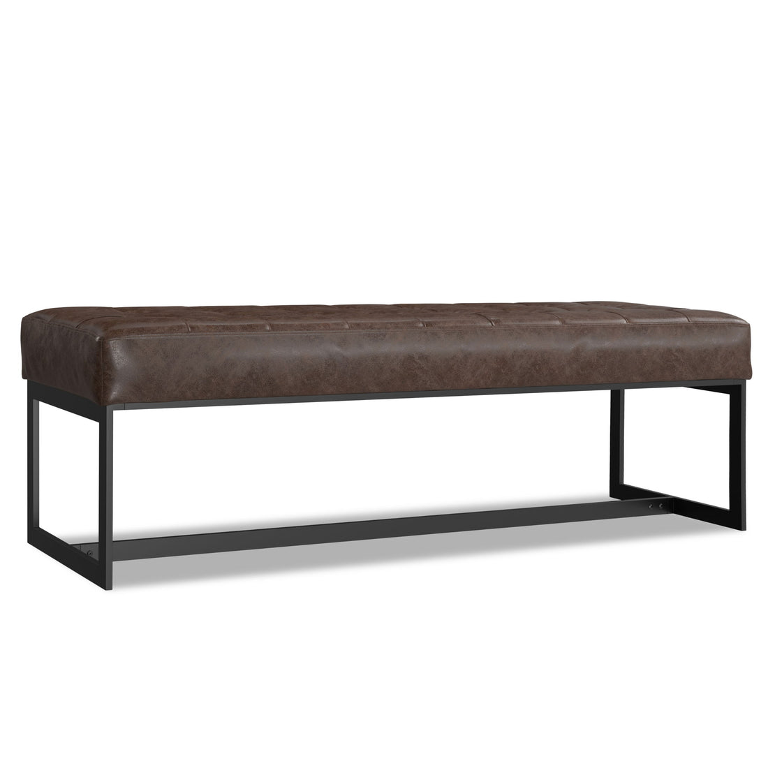 Penelope - Ottoman Bench With Genuine Leather Upholstery - Brown