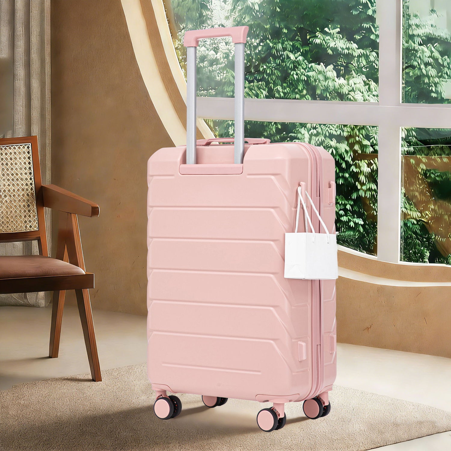 Hard Shell Luggage With Scratch Resistant Surface, 4 Wheels, Combination Lock &amp; Side Hooks