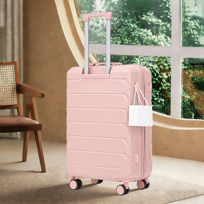 Hard Shell Luggage With Scratch Resistant Surface, 4 Wheels, Combination Lock &amp; Side Hooks