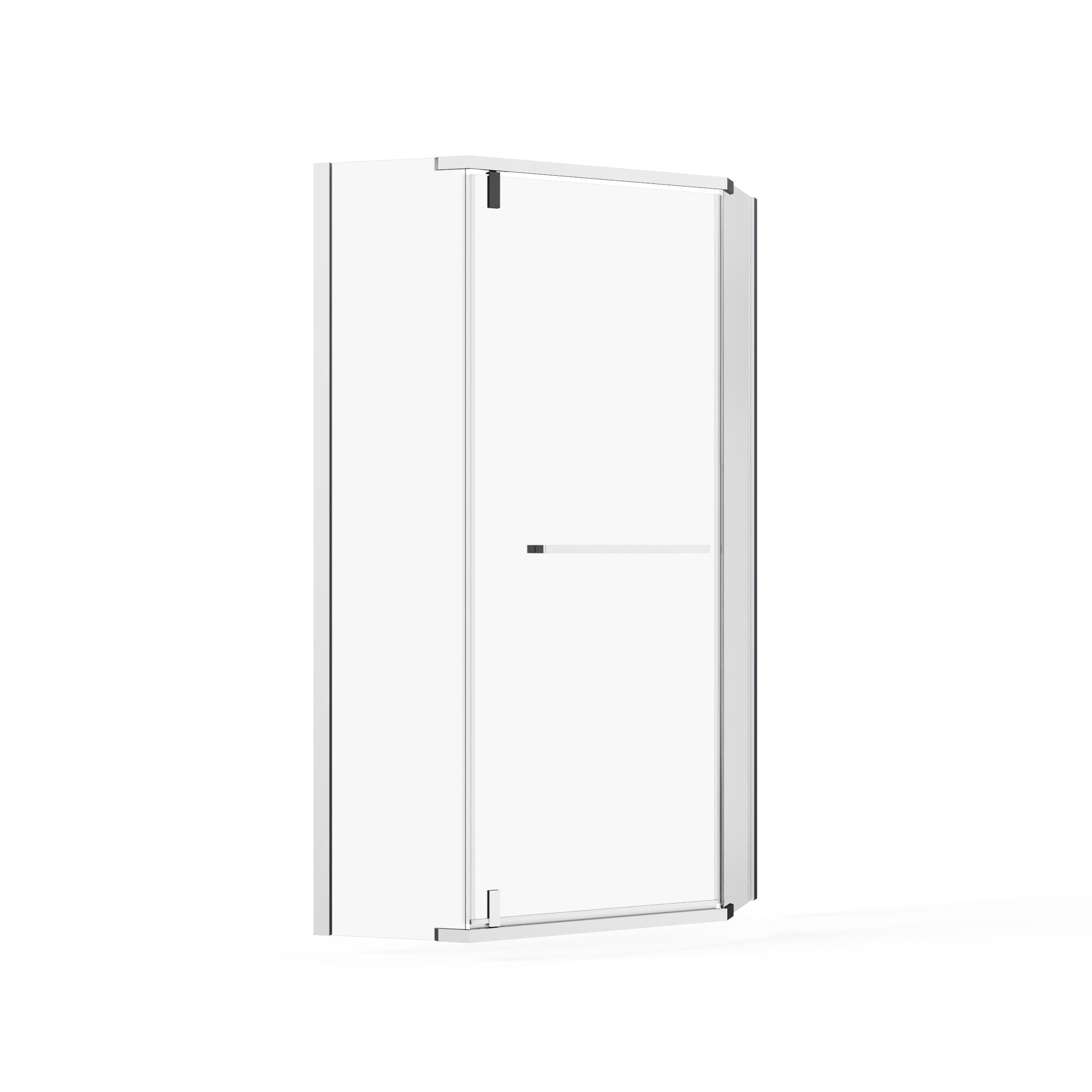 Durable Hardware Neo Angle Frameless Shower Door With Acrylic Base Combo