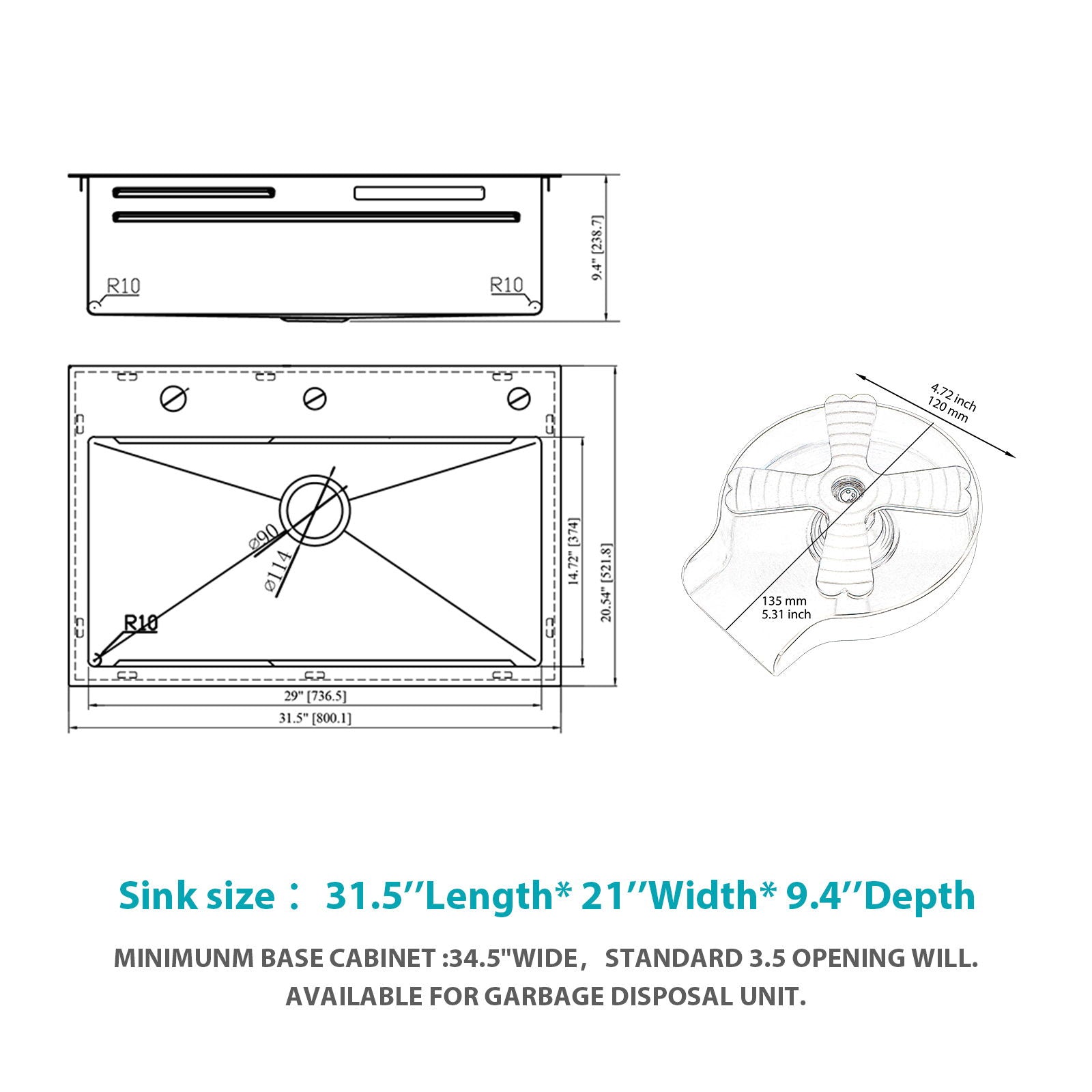 Drop In Waterfall Kitchen Sink With Pull Out Faucet &amp; Cup Washer