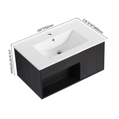 Wall Mounted Floating Bathroom Vanity With Open Shelf &amp; Soft Close Door