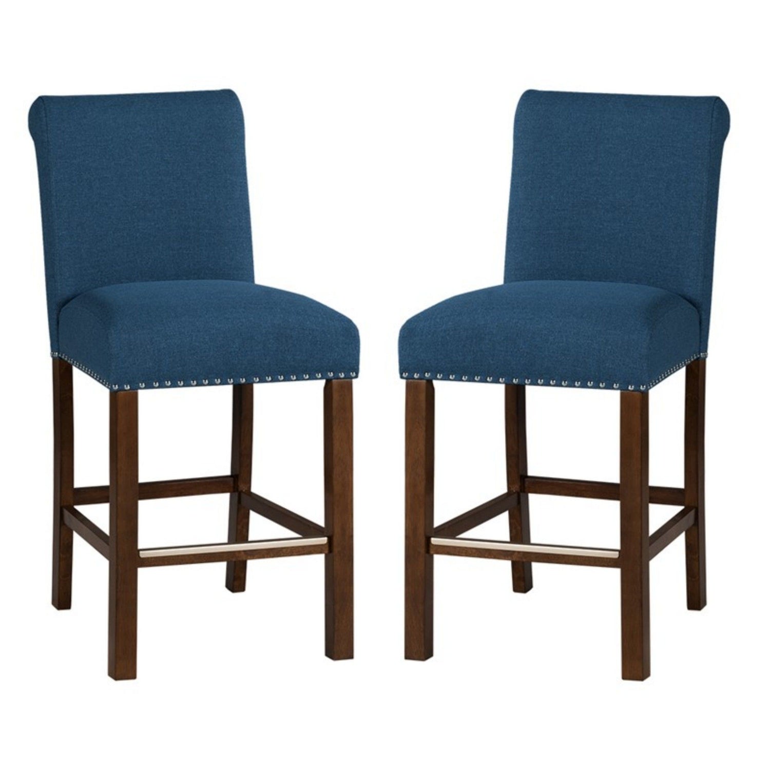 Upholstered Counter Stool With Nailhead Trim (Set of 2)