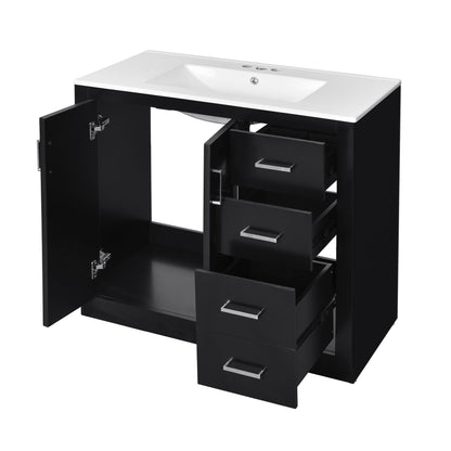 Bathroom Vanity With Sink Combo, Storage Cabinet, Freestanding Set With 3 Drawers &amp; Soft Closing Doors