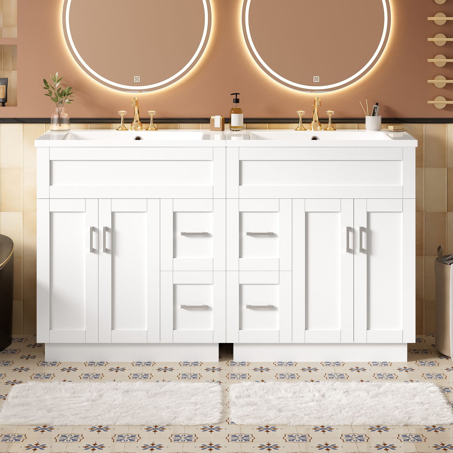 Bathroom Vanity With 2 Doors, 2 Drawers, Adjustable Shelf, Hidden Slides &amp; Soft Close Hinges