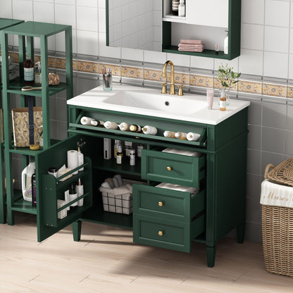 Bathroom Vanity &amp; Top Sink, Modern Bathroom Storage Cabinet With 2 Drawers And A Tip-Out Drawer