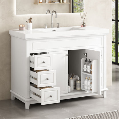 Bathroom Vanity &amp; Sink, 6 Soft Close Drawers &amp; Double Doors - White