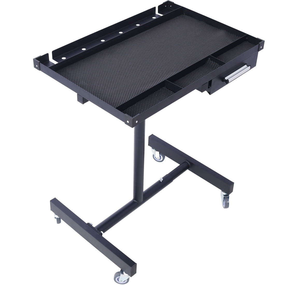 Adjustable Tear Down Work Table With Drawer For Garages, Repair Shops, And Diy, Portable, (4) 2.5&quot; Swivel Casters, 220 Pound Capacity, Rubber Corners, Heavy Duty Steel