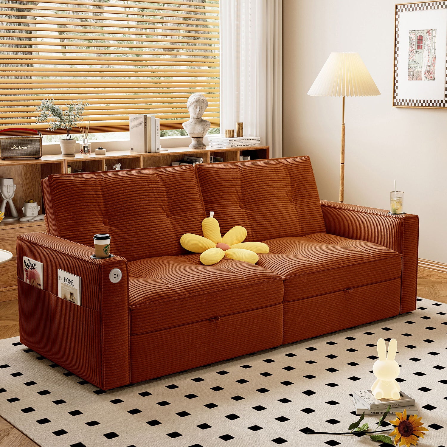 2 In 1 Convertible Sofa Bed For Living Rooms