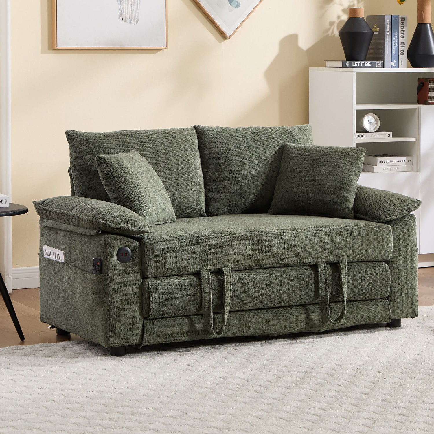 Upholstered Futon Convertible Floor Sofa Bed