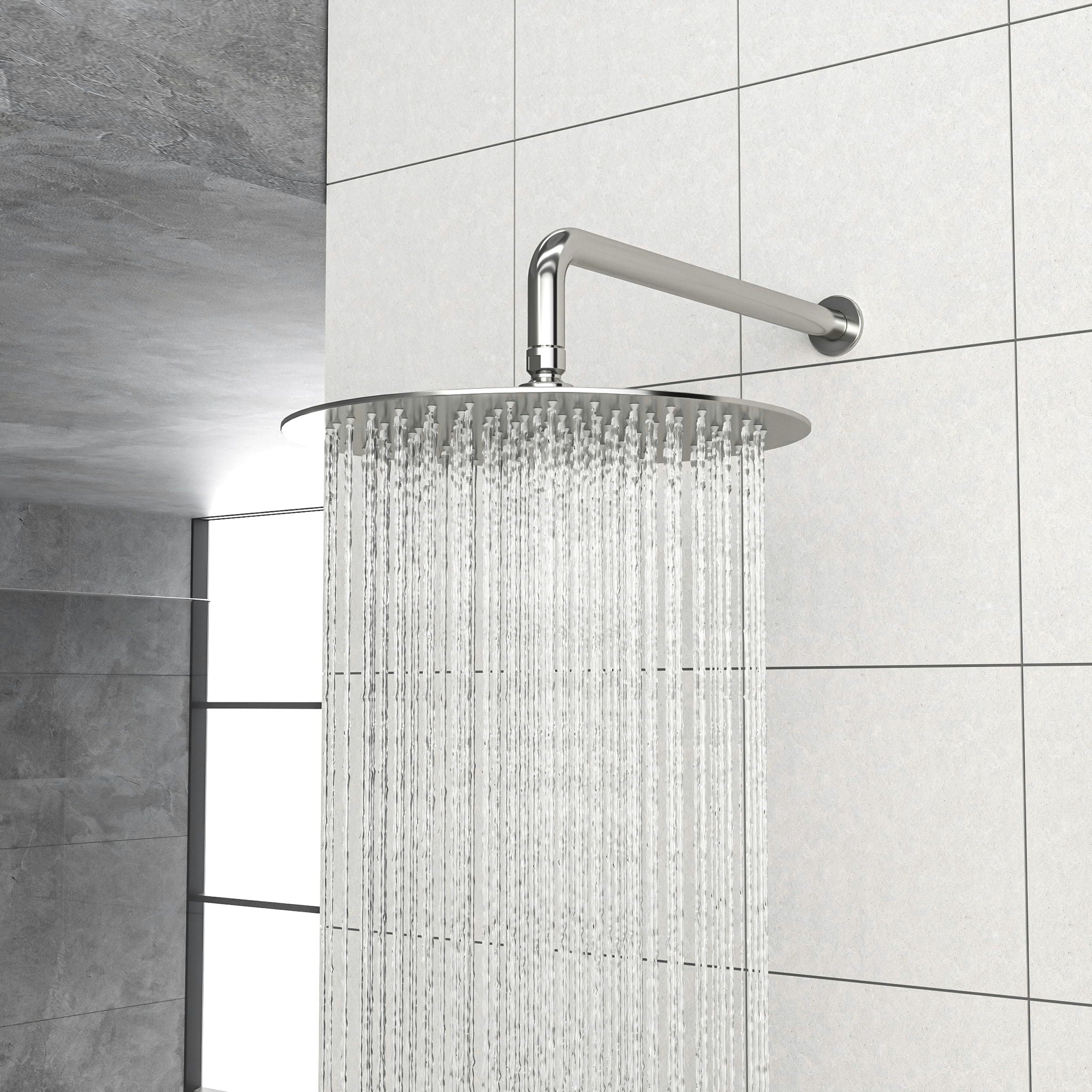Dual Shower Head System With Rain Shower And Handheld, Wall Mounted, 10&quot; Round Design - Brushed Nickel