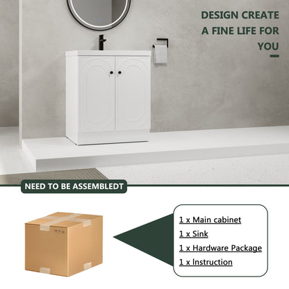 Contemporary Freestanding Bathroom Vanity With Resin Sink &amp; Soft-Close Cabinet Doors
