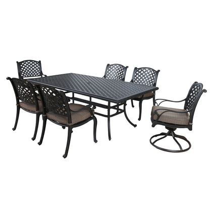 Rectangular 6 Person 85.83&quot; Long Dining Set With Cushions